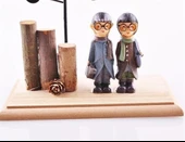 Pilli Işıklı Romantik Çift Tema Büyük Boy Dekoratif Ahşap Biblo thumbnail 6