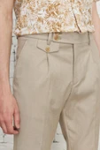 AltınYıldız Classics Erkek Bej Slim Fit Dar Kesim Yan Cepli Balıksırtı Desenli Esnek Pantolon thumbnail 4