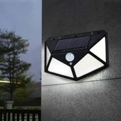 100 Ledli 3 Farklı Aydınlatma Ayarlı Solar Güneş Enerjili Hareket Sensörlü Bahçe Duvar Lambası thumbnail 4