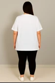 Kadın Büyük Beden Kısa Kollu Bisiklet Yaka Basic Oversize T-shirt 1977-25 - 10