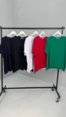 Kadın Büyük Beden Kısa Kollu Bisiklet Yaka Basic Oversize T-shirt 1977-25 - 8