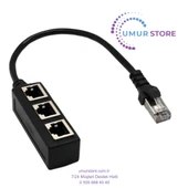 RJ45 Y Splitter Adaptörü 1 Ila 3 Port Cat 5 / Cat 6 Lan Ethernet Soket - 1