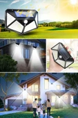 100 Ledli 3 Farklı Aydınlatma Ayarlı Solar Güneş Enerjili Hareket Sensörlü Bahçe Duvar Lambası thumbnail 8
