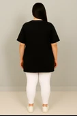 Kadın Büyük Beden Kısa Kollu Bisiklet Yaka Basic Oversize T-shirt 1977-25 - 4