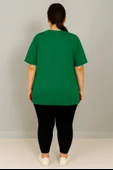 Kadın Büyük Beden Kısa Kollu Bisiklet Yaka Basic Oversize T-shirt 1977-25 - 1