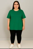 Kadın Büyük Beden Kısa Kollu Bisiklet Yaka Basic Oversize T-shirt 1977-25 - 12