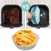 Renkli Isıya Dayanıklı Yıkanılabilir Silikon Fırın Ve Airfryer Yuvarlak Pişirme Matı 20 Cm thumbnail 6