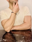 Erkek Bileklik, Kancalı Model Şık Deri Kordon, Gümüş Rose Altın Kaplama Bileklik thumbnail 3