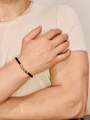 Erkek Bileklik, Kancalı Model Şık Deri Kordon, Gümüş Rose Altın Kaplama Bileklik thumbnail 1
