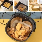 İpek Yıldızı® 50 Adet Air Fryer Pişirme Kağıdı Tek Kullanımlık Yağ Geçirmez Yapışmaz Kare Tabak Model PVC thumbnail 2