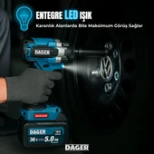 Dager BLAST 21V Kömürsüz Akülü Darbeli Somun Sıkma Makinesi - Çift 3.0Ah Akü + Mandren + Lokma + 45 Parça Full Set - 450 Nm Tork - 7