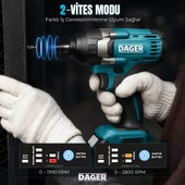 Dager BLAST 21V Kömürsüz Akülü Darbeli Somun Sıkma Makinesi - Çift 3.0Ah Akü + Mandren + Lokma + 45 Parça Full Set - 450 Nm Tork - 6