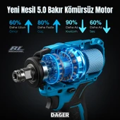 Dager BLAST 21V Kömürsüz Akülü Darbeli Somun Sıkma Makinesi - Çift 3.0Ah Akü + Mandren + Lokma + 45 Parça Full Set - 450 Nm Tork - 2