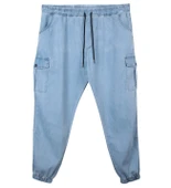 Erkek Büyük Beden 100-156 Kilo Arası İçin Uygun Kargo Cepli Jogger Kot Pantolon - 4