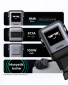UGREEN Nexode Uno 100W Robot GaN Hızlı Şarj Cihazı 3xUSB-C, 1xUSB-A, Gri, 45515B - 6