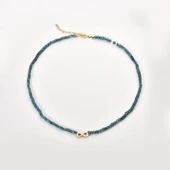 14 Ayar Altın Kaplama Neon Apatite Doğal Taşlı Sonsuzluk Gümüş Kolye - NGS00111 - 4