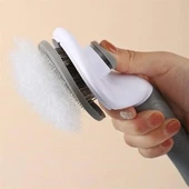 İpek Yıldızı® Kedi Köpek Tüy Toplayıcı Kendini Temizleyebilen Ergonomik Rahat Evcil Hayvan Tarağı Gri thumbnail 6