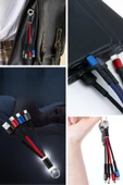İpek Yıldızı® Işıklı Anahtarlık Model 3 in 1 USB Çıkışlı MİKRO,TYPE-C ve İphone Uyumlu Şarj Kablosu thumbnail 6