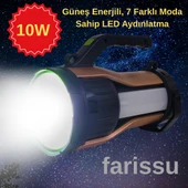 Güneş Enerjili, 7 Farklı Moda Sahip 10W LED Aydınlatma Solar Panelli Acil Durum  El Feneri thumbnail 1