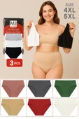 Kadın Külot Büyük Beden 3'lü Paket Yüksek Bel 1. Kalite 4XL ve 5XL (SİYAH - BEYAZ - GRİ) - 1