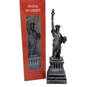 Metal Özgürlük Heykeli Gümüş Vintage Dekor USA 25cm thumbnail 2