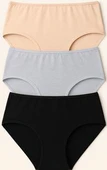Kadın Külot Büyük Beden 3'lü Paket Yüksek Bel 1. Kalite 4XL ve 5XL (GRİ - SİYAH - TEN) - 2