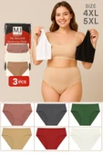 Kadın Külot Büyük Beden 3'lü Paket Yüksek Bel 1. Kalite 4XL ve 5XL (GÜL KURUSU - EKRU - SÜTLÜ KAHVE) - 1