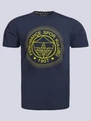 Fenerbahçe Orijinal Lisanslı Lacivert Tribün Tek Renk Logolu Erkek Tshirt - 1