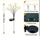 SOLAR 80 LED SARI RENK YILDIZ PATLAMASI LED BAHÇE AYDINLATMA SOLAR BAHÇE SÜSÜ SGE1004 - 7