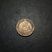 Escoines 39963689901fd6ff99 1950 Almanya 5 Pfennig çt Pirinç kaplamalı çelik para thumbnail 5