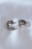 Çelik Gümüş Renk Sıkıştırmalı Erkek Küpe - 2