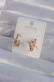 XUPİNG Rose Renk Zirkon Taşlı Halka Küpe - 1