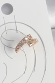 Pirinç Gold Renk Zirkon Taşlı Kadın Kıkırdak Küpe - 1