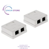 2 Adet 2-Port CAT5E Duvar Yüzey Dağı Kompakt Kutu Ağ Internet Kablosu - 1