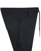 Erkek 118 -156 Kilo Arası İçin Uygun Lastikli Paça Bağcıklı Battal Boy Gabardin Pantolon Siyah - 3