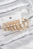 Pirinç Halka Model Gold Renk Kadın Set Küpe - 1