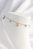 Çelik Gold Renk Zirkon Taşlı Minimal Çapa Tasarımlı Halhal - 1