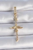Pirinç Gold Renk Zirkon Taş Detaylı Elif Model Anka Kuşu Figür Ajda Charm - 1