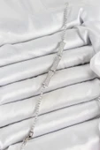 Pirinç Gümüş Renk Zirkon Taşlı Kemik Model Kadın Bileklik - 2