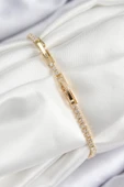 Pirinç Zirkon Taşlı Kuğu Model Gold Renk Kadın Bileklik - 2