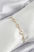Pirinç Gold Renk Zirkon Taşlı Kadın Bileklik - 1