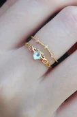 Gold Renk Zirkon Taşlı Taç Model Kadın Yüzük - 1