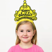Sarı Happy Birthday Doğum Günü Prenses Tacı - 1