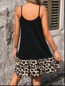 Lucky Life Kadın Ip Askılı Yuvarlak Yakalı Leopar Detaylı Elbise thumbnail 6