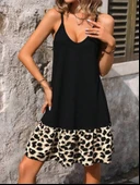 Lucky Life Kadın Ip Askılı Yuvarlak Yakalı Leopar Detaylı Elbise thumbnail 3