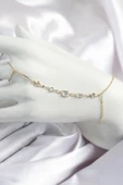 Pirinç Zirkon Taşlı Y Model Gold Renk Kadın Şahmeran - 1