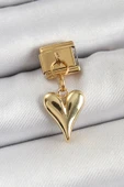 Çelik Sallantılı Kalp Model Gold Renk Nomination Charm - 1