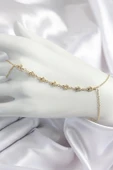 Pirinç Kalpli Zirkon Taşlı Y Model Gold Renk Kadın Şahmeran - 1
