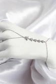 Pirinç Zirkon Taşlı Yıldız Model Gümüş Renk Kadın Şahmeran - 1