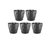 Omnipazar SO-KRT2 Dekoratif Kristal Saksı Takımı 1.15 lt Antrasit 5 Adet - 1